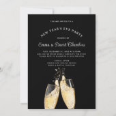 New Year's Eve Party Champagne String Lights Black Kaart (Achterkant)