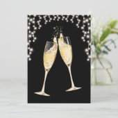 New Year's Eve Party Champagne String Lights Kaart (Staand voorkant)