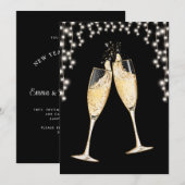 New Year's Eve Party Champagne String Lights Kaart (Voorkant / Achterkant)