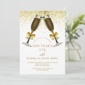 New Years Eve Party Champagne Toast Gouden Confett Kaart (Staand voorkant)