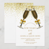 New Years Eve Party Champagne Toast Gouden Confett Kaart (Voorkant / Achterkant)