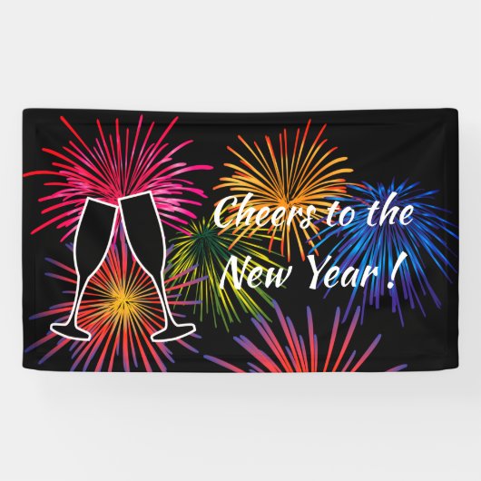 New Years Eve Party Fireworks  Spandoek (Horizontaal)