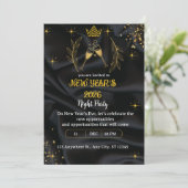 New years Eve Party gold and black digital Kaart (Staand voorkant)