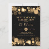 New Years Eve Party Gold Black Winter Wonder Kaart (Voorkant)