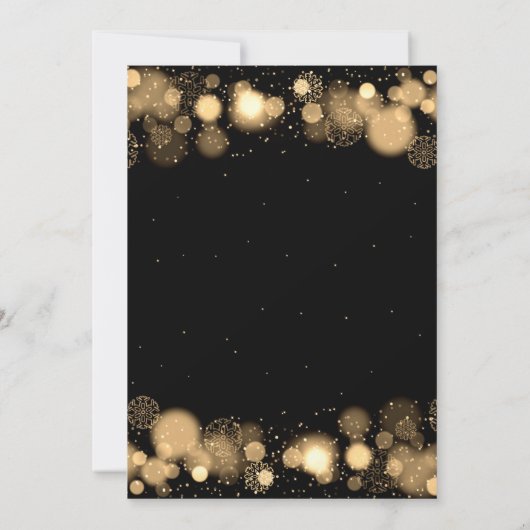 New Years Eve Party Gold Black Winter Wonder Kaart (Achterkant)