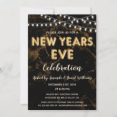 New Years Eve Party Gouden Zwarte Ballon Lights Kaart (Voorkant)