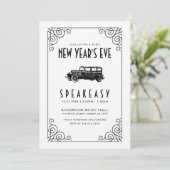NEW YEAR'S EVE PARTY INVITATION 1920's Speakeasy Kaart (Staand voorkant)