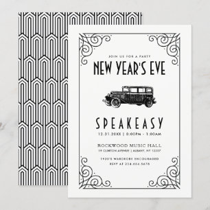 NEW YEAR'S EVE PARTY INVITATION 1920's Speakeasy Kaart