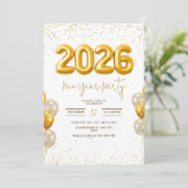 New Year's Eve Party Invitation, 2026 New Year's Kaart (Staand voorkant)