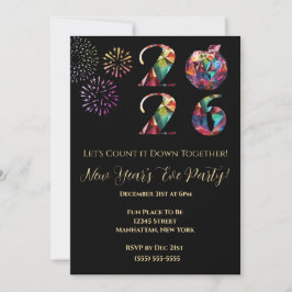 New Year's Eve Party Invitation-Colorful- Kaart