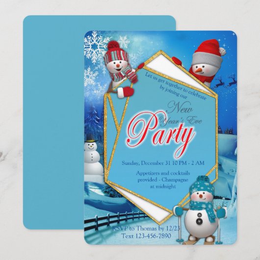 New-years Eve Party Kaart (Voorkant / Achterkant)