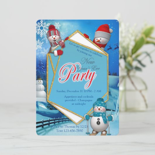 New-years Eve Party Kaart (Staand voorkant)