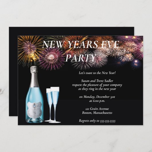 New Years Eve Party Kaart (Voorkant / Achterkant)