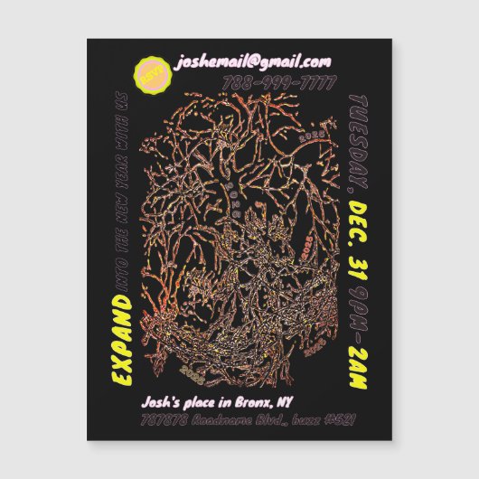 NEW YEAR'S EVE PARTY magnetische uitnodiging (Voorkant)