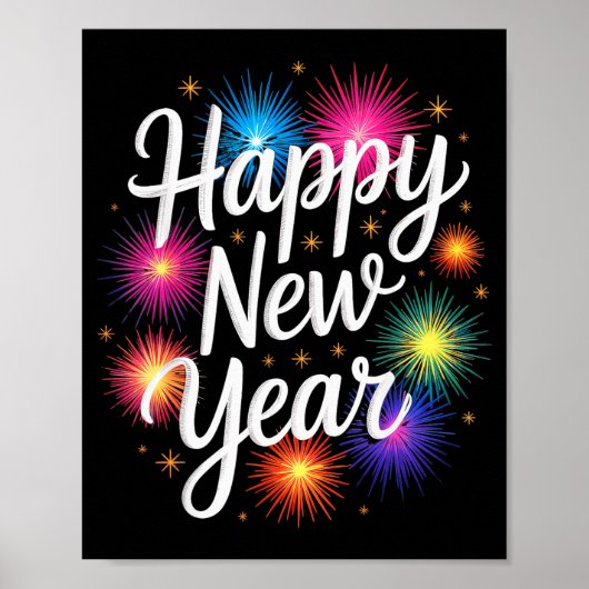 New Years Eve Party Matching Happy New Year Poster (Voorkant)