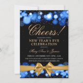 New Years Eve Party Navy Gold Winter Wonder Bow Kaart (Voorkant)