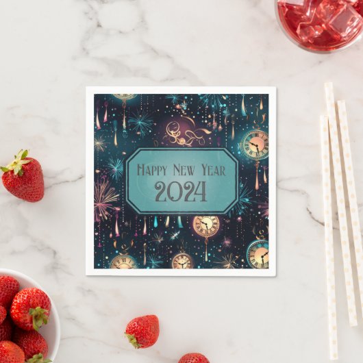 New Year's Eve Party servetten Kleurrijke klok Ont (Insitu)