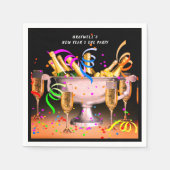 New Year's Eve Party Spirits Zwart BKDG-papier Servet (Voorkant)