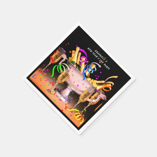 New Year's Eve Party Spirits Zwart BKDG-papier Servet (Hoek)