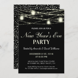 New Years Eve Party String Lights Jars Zwart Kaart