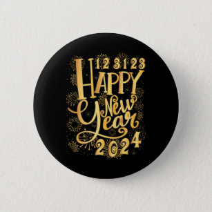 New Years Eve Party Supplies 123123 Happy New Ronde Button 5,7 Cm