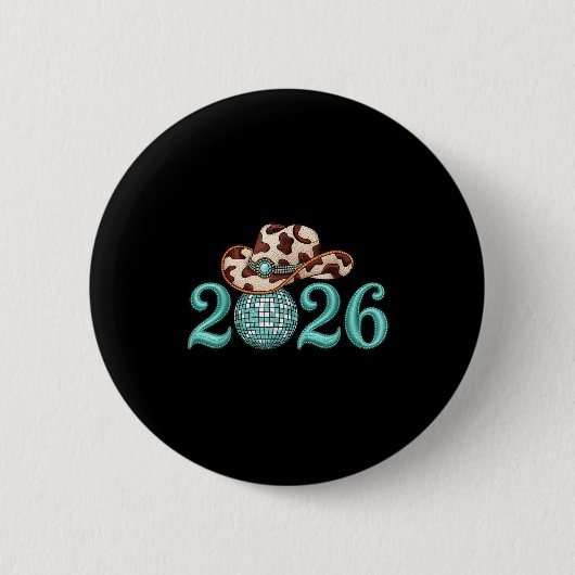 New Years Eve Party Supplies 2026 Western Nk Cowgi Ronde Button 5,7 Cm (Voorkant)