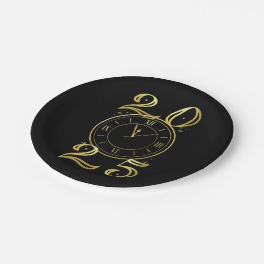 New Years Eve Party Zwart en Goud Papieren Bordje (Gekanteld)