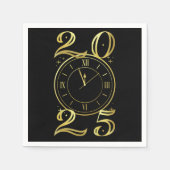 New Years Eve Party Zwart en Gouden Papieren Serve Servet (Voorkant)