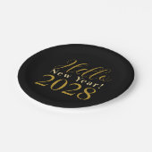 New Year's Eve Party Zwart Goud Chic Papieren Bordje (Gekanteld)