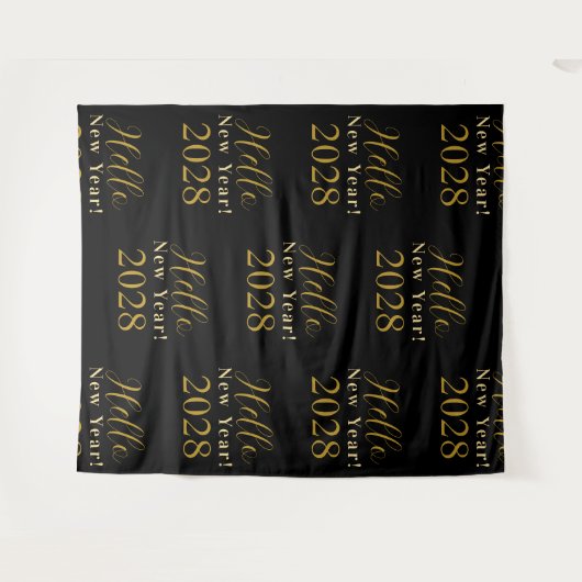 New Year's Eve Party Zwart Goud Chique Achtergrond Wandkleed (Voorkant (horizontaal))