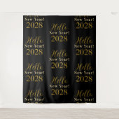 New Year's Eve Party Zwart Goud Chique Achtergrond Wandkleed (Voorkant)