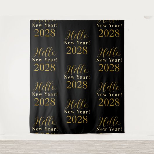 New Year's Eve Party Zwart Goud Chique Achtergrond Wandkleed (Voorkant)