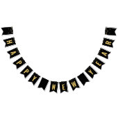 New Years Eve Party Zwart Goud Glitter Confetti Vlaggetjes (Alle)