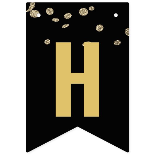 New Years Eve Party Zwart Goud Glitter Confetti Vlaggetjes (Tweede vlag)