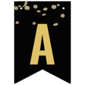 New Years Eve Party Zwart Goud Glitter Confetti Vlaggetjes (Derde vlag)