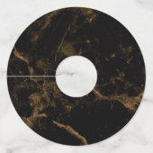 New Years Eve Party Zwart Goud Marmer Lights Wijnglaslabel (Achterkant)