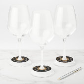 New Years Eve Party Zwart Goud Marmer Lights Wijnglaslabel (Set)