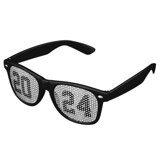 New Years Eve Party Zwart & Zilver Glitter Retro Zonnebril (Gekanteld)