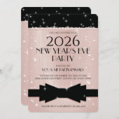 New Year's Eve Pink Champagne Bubbles Invitation Kaart (Voorkant / Achterkant)