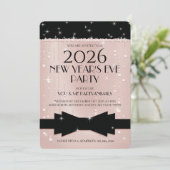 New Year's Eve Pink Champagne Bubbles Invitation Kaart (Staand voorkant)