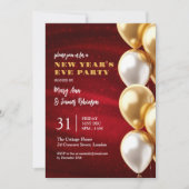 New Years Eve Rood Goud Glinsterende Sequins Ballo Kaart (Voorkant)