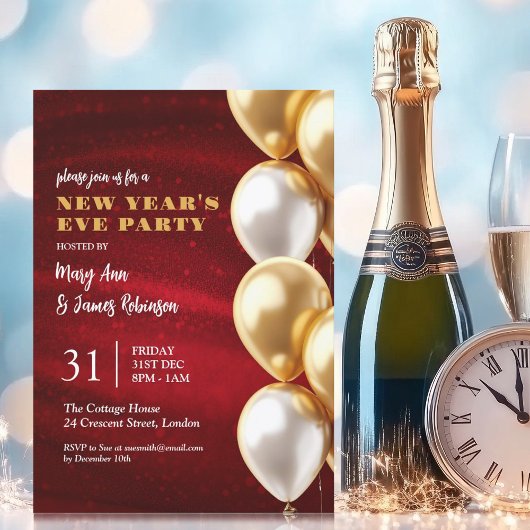 New Years Eve Rood Goud Glinsterende Sequins Ballo Kaart