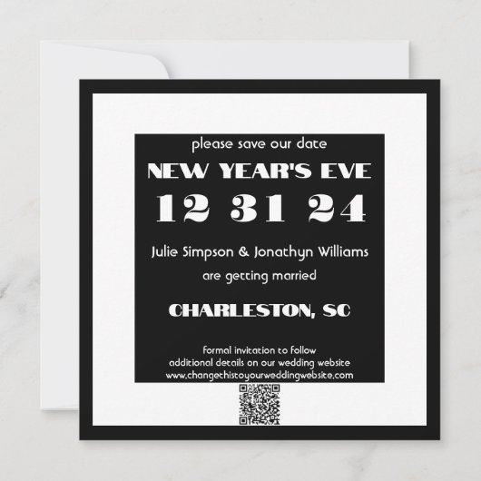 New Years Eve Save the Date 12 31 24 Bruiloft (Achterkant)