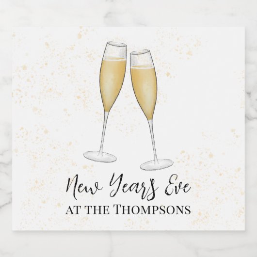 New Years Eve Schattigee eenvoudige champagne Wate Sparkling Wijnetiket (Enkel label)