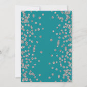 New Years Eve Silver Glitter Confetti Turquoise Kaart (Achterkant)
