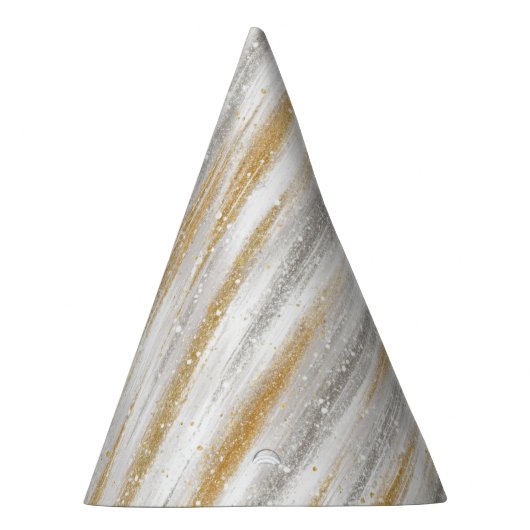 New Year's Eve Silver Gold Stripes Celebration Feesthoedjes (Rechts)