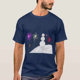 New Year's Eve Snowman and Fireworks T-Shirt