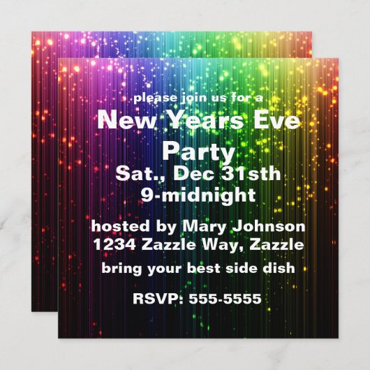 New Years Eve Sparkle Kaart (Voorkant / Achterkant)