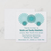 New Year's Eve van Retro Fireworks nodigt Blauwgro Kaart (Voorkant / Achterkant)