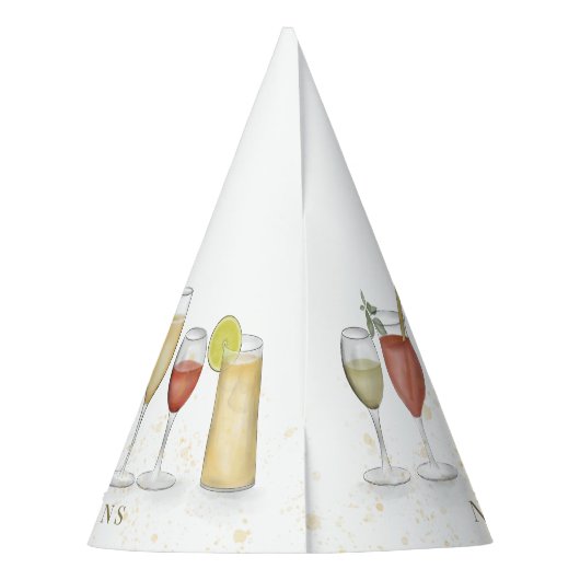 New Years Eve Whimsical Schattige Fun Cocktails Pa Feesthoedjes (Achterkant)